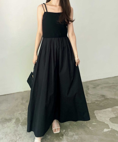 GeeRA（ジーラ）の「異素材キャミワンピース（ワンピース・レディース・モカ/ネイビー/ピンク/ブラック・SMALL/MEDIUM/LARGE/X-LARGE）」の14枚目の写真