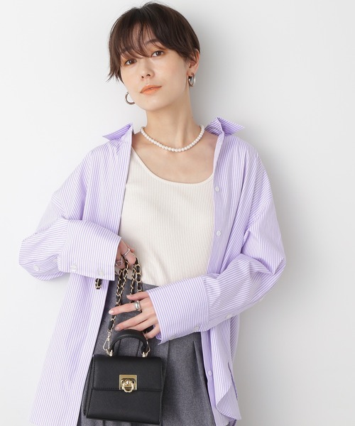 N.(N. Natural Beauty Basic)(エヌエヌナチュラルビューティーベーシック)の「◆三角テレコタンクトップ(タンクトップ・レディース・モカ/ブラック/オフホワイト・MEDIUM)」の2枚目の写真