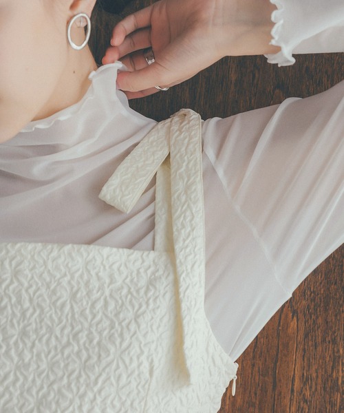 KOBE LETTUCE(コウベレタス)の「ぽこぽこショルダーリボンキャミブラウス(シャツ/ブラウス・レディース・アイボリー/ピンク系/ブラック/ブラウン系・FREE)」の11枚目の写真