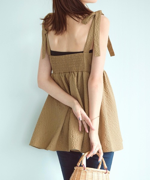 KOBE LETTUCE(コウベレタス)の「ぽこぽこショルダーリボンキャミブラウス(シャツ/ブラウス・レディース・アイボリー/ピンク系/ブラック/ブラウン系・FREE)」の16枚目の写真