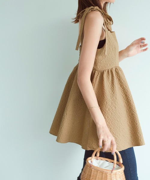 KOBE LETTUCE(コウベレタス)の「ぽこぽこショルダーリボンキャミブラウス(シャツ/ブラウス・レディース・アイボリー/ピンク系/ブラック/ブラウン系・FREE)」の15枚目の写真