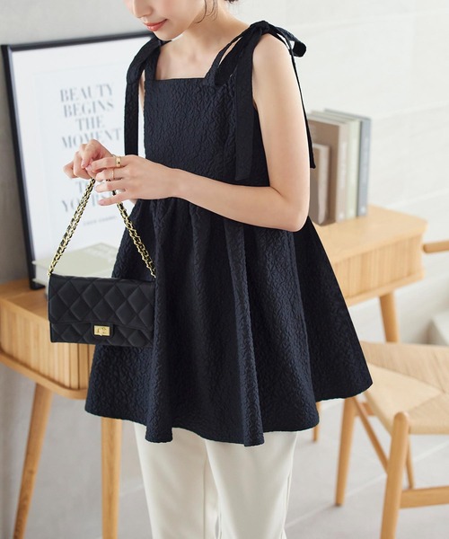 KOBE LETTUCE(コウベレタス)の「ぽこぽこショルダーリボンキャミブラウス(シャツ/ブラウス・レディース・アイボリー/ピンク系/ブラック/ブラウン系・FREE)」の18枚目の写真