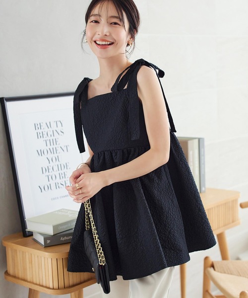 KOBE LETTUCE(コウベレタス)の「ぽこぽこショルダーリボンキャミブラウス(シャツ/ブラウス・レディース・アイボリー/ピンク系/ブラック/ブラウン系・FREE)」の20枚目の写真