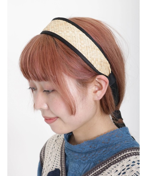 Samansa Mos2（サマンサ モスモス）の「ラフィアリボンカチューシャ（ネックレス・レディース・ブラック/モカ・ﾌﾘ-）」の8枚目の写真