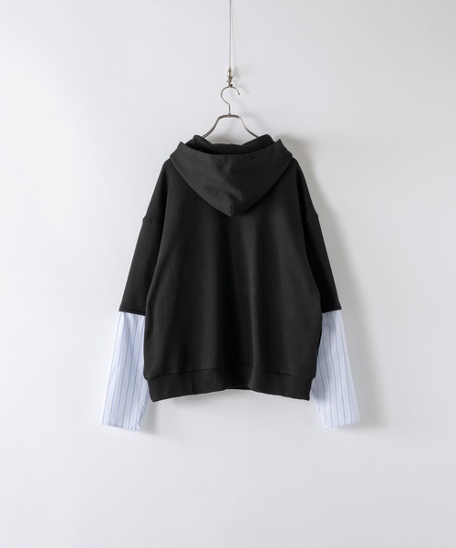 DOOPZ（ドープス）の「レイヤードスリーブフーディー（パーカー・メンズ・グレイッシュベージュ/ブラック・SMALL/MEDIUM/LARGE）」の8枚目の写真