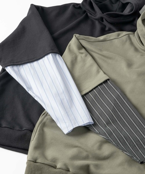 DOOPZ（ドープス）の「レイヤードスリーブフーディー（パーカー・メンズ・グレイッシュベージュ/ブラック・SMALL/MEDIUM/LARGE）」の13枚目の写真