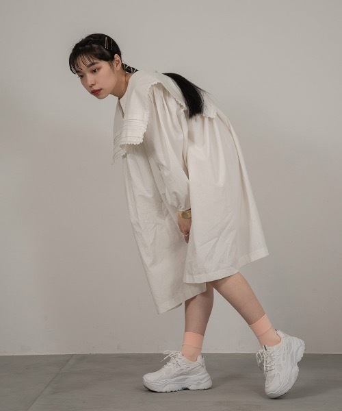 I_am（アイアム）の「big collar midi ops（ワンピース・レディース・ブラック/アイボリー・FREE）」の16枚目の写真