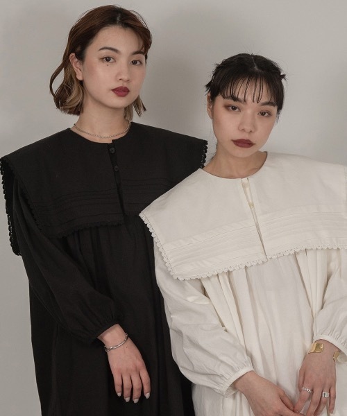 I_am（アイアム）の「big collar midi ops（ワンピース・レディース・ブラック/アイボリー・FREE）」の19枚目の写真
