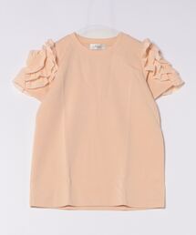 M y u | デザインフリルスリーブ半袖Tシャツ　ブラウス　プルオーバー(Tシャツ/カットソー)