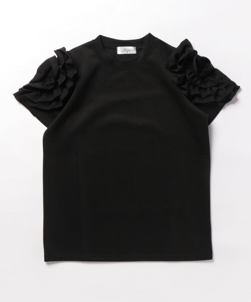 セール】デザインフリルスリーブ半袖Tシャツ ブラウス プル