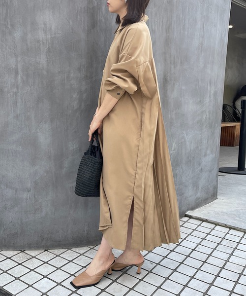 MAISON BREEZE（メゾンブリーズ）の「【MAISON BREEZE】バックプリーツロングシャツワンピース SCCH329（シャツワンピース・レディース・グレー/アイボリー/ブラック/ベージュ・FREE）」の18枚目の写真