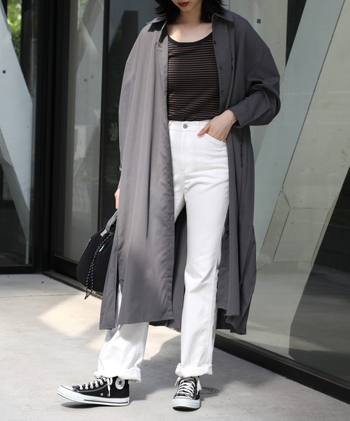 MAISON BREEZE（メゾンブリーズ）の「【MAISON BREEZE】バックプリーツロングシャツワンピース SCCH329（シャツワンピース・レディース・グレー/アイボリー/ブラック/ベージュ・FREE）」の6枚目の写真