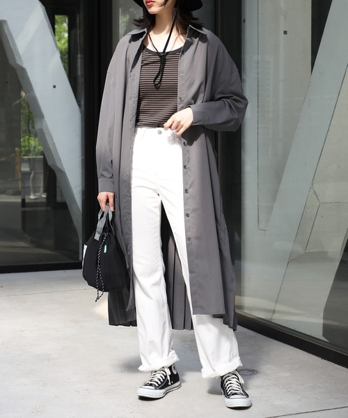 MAISON BREEZE（メゾンブリーズ）の「【MAISON BREEZE】バックプリーツロングシャツワンピース SCCH329（シャツワンピース・レディース・グレー/アイボリー/ブラック/ベージュ・FREE）」の7枚目の写真