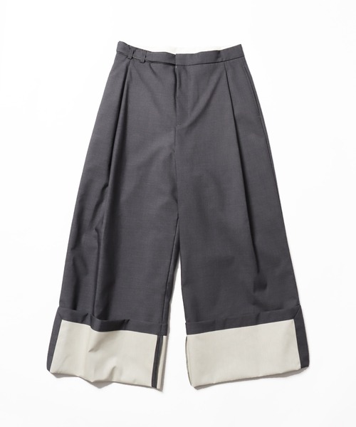 MIOSMOKEY（MIOSMOKEY）の「MIOSMOKEY/ミオズモーキー　 TURN UP PT  タックワイドパンツ（スラックス・メンズ・グレー/ベージュ・48/46）」の14枚目の写真