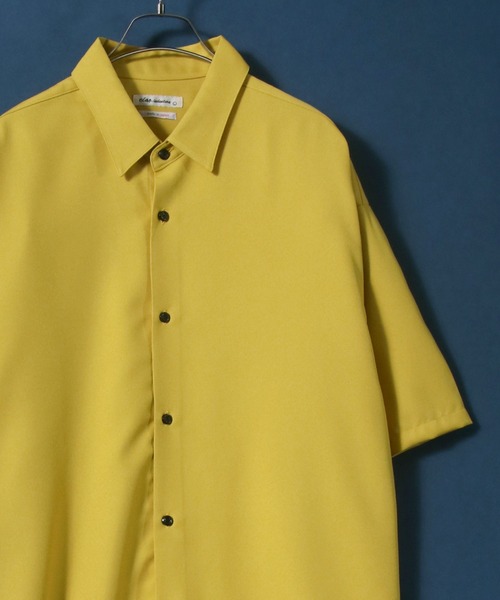 ANPAS(アンパス)の「MADE IN JAPAN Reflax(R) Oversized Half-Sleeve Shirt/日本製 リフラクス オーバーサイズ レギュラーカラー 半袖 とろみシャツ 国産 メンズ 春夏 トップス(シャツ/ブラウス・メンズ・セージグリーン/ブルー/グレー/ブラック/パープル/イエロー/ホワイト/チャコール/ボルドー/マスタード/ロイヤルブルー・M/L)」の9枚目の写真