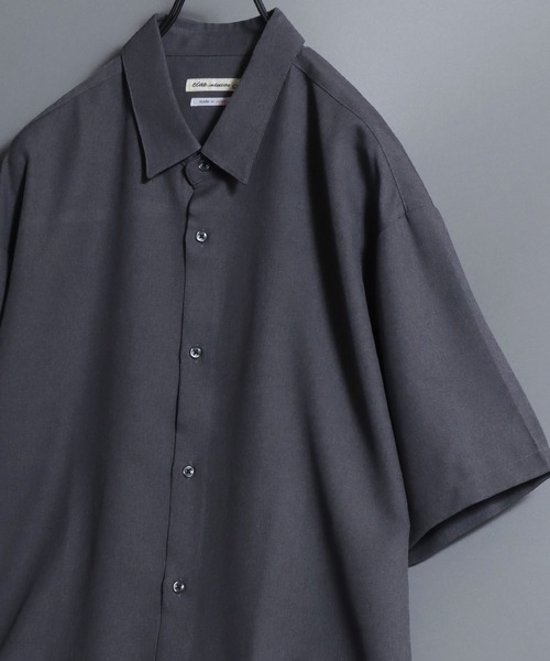 ANPAS(アンパス)の「MADE IN JAPAN Reflax(R) Oversized Half-Sleeve Shirt/日本製 リフラクス オーバーサイズ レギュラーカラー 半袖 とろみシャツ 国産 メンズ 春夏 トップス(シャツ/ブラウス・メンズ・セージグリーン/ブルー/グレー/ブラック/パープル/イエロー/ホワイト/チャコール/ボルドー/マスタード/ロイヤルブルー・M/L)」の4枚目の写真
