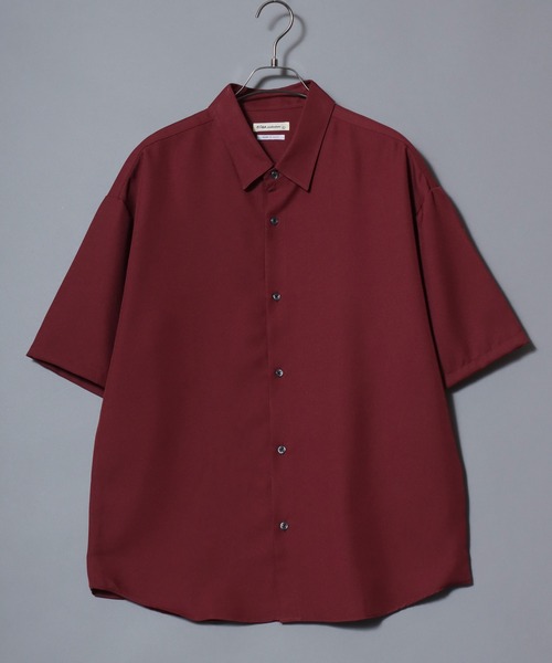 ANPAS(アンパス)の「MADE IN JAPAN Reflax(R) Oversized Half-Sleeve Shirt/日本製 リフラクス オーバーサイズ レギュラーカラー 半袖 とろみシャツ 国産 メンズ 春夏 トップス(シャツ/ブラウス・メンズ・セージグリーン/ブルー/グレー/ブラック/パープル/イエロー/ホワイト/チャコール/ボルドー/マスタード/ロイヤルブルー・M/L)」の19枚目の写真