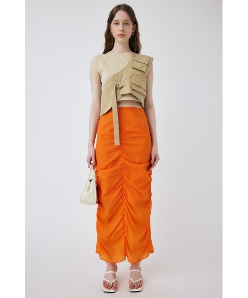 MOUSSY（マウジー）の「GATHER WASHER SKIRT（スカート・レディース・ホワイト/オレンジ/ブルー系その他・2/1）」の4枚目の写真