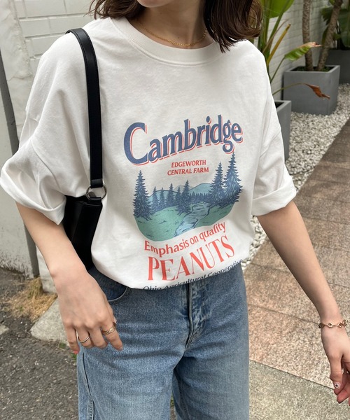 DISCOAT（ディスコート）の「【WEB限定】CamBridgeスーベニアビックTシャツ《ユニセックス》（Tシャツ/カットソー・レディース・ホワイト/ブラウン/ライトベージュ・FREE）」の17枚目の写真