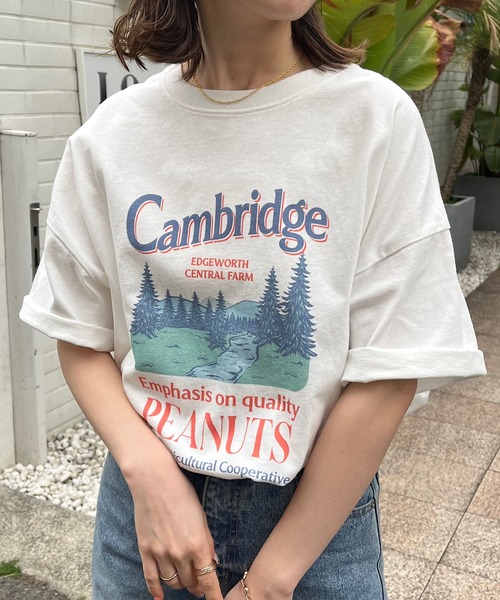 DISCOAT（ディスコート）の「【WEB限定】CamBridgeスーベニアビックTシャツ《ユニセックス》（Tシャツ/カットソー・レディース・ホワイト/ブラウン/ライトベージュ・FREE）」の19枚目の写真