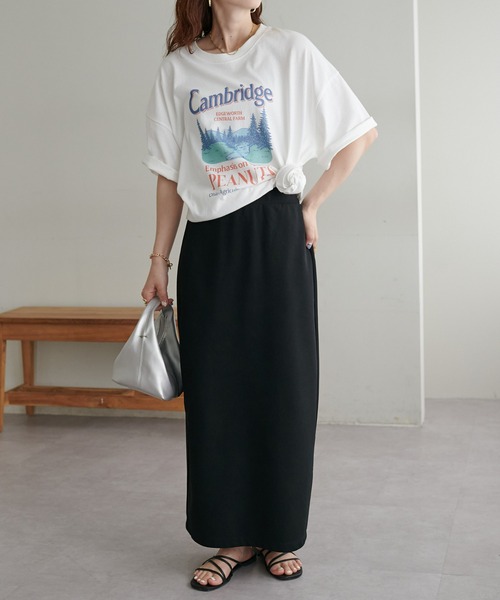 DISCOAT（ディスコート）の「【WEB限定】CamBridgeスーベニアビックTシャツ《ユニセックス》（Tシャツ/カットソー・レディース・ホワイト/ブラウン/ライトベージュ・FREE）」の4枚目の写真