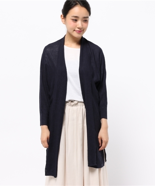 CIAOPANIC TYPY（チャオパニックティピー）の「リネンレーヨンロングカーディガン（カーディガン/ボレロ・レディース・ネイビー/オフホワイト/グレー・FREE）」の6枚目の写真