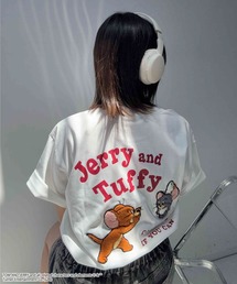 ○トムとジェリー 刺繍Ｔシャツ 【TOM and JERRY/トムとジェリー】（アクリルキーホルダー付き )