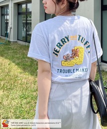 ○トムとジェリー 刺繍Tシャツ 【TOM and JERRY/トムとジェリー】(アクリルキーホルダー付き )