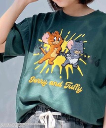 ○トムとジェリー 刺繍Tシャツ 【TOM and JERRY/トムとジェリー】(アクリルキーホルダー付き )