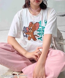 AS KNOW AS plus | ○トムとジェリー 刺繍Tシャツ 【TOM and JERRY/トムとジェリー】(アクリルキーホルダー付き )(Tシャツ/カットソー)
