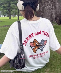 ○トムとジェリー 刺繍Ｔシャツ 【TOM and JERRY/トムとジェリー】（アクリルキーホルダー付き )
