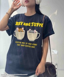 ○トムとジェリー 刺繍Ｔシャツ 【TOM and JERRY/トムとジェリー】（アクリルキーホルダー付き )