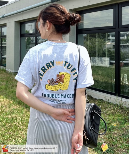 FREEDOM PEACE アズノゥアズ　フリーダム　ニコちゃんシャツ ○アクリルキーホルダー付き トムとジェリー 刺繍Tシャツ 【TOM and