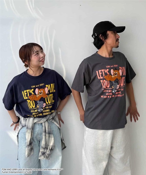 ○トムとジェリー 刺繍Tシャツ 【TOM and JERRY/トムとジェリー