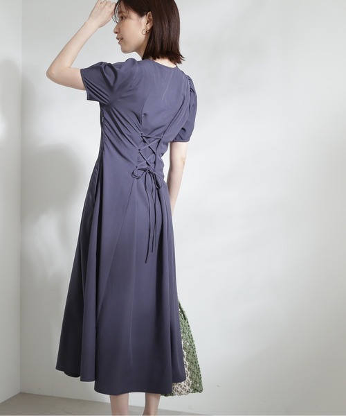 N.（N. Natural Beauty Basic）（エヌエヌナチュラルビューティーベーシック）の「【S Size Line】◆キーネックパワショルワンピース（ワンピース・レディース・モカ/ブルー/ライトグリーン・SMALL/MEDIUM）」の3枚目の写真