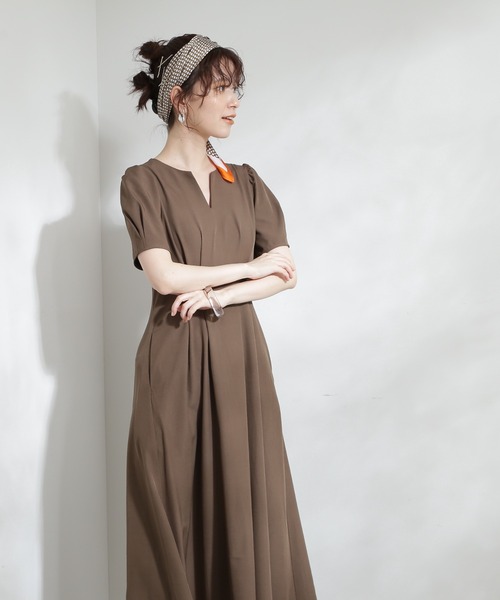 N.（N. Natural Beauty Basic）（エヌエヌナチュラルビューティーベーシック）の「【S Size Line】◆キーネックパワショルワンピース（ワンピース・レディース・モカ/ブルー/ライトグリーン・SMALL/MEDIUM）」の6枚目の写真