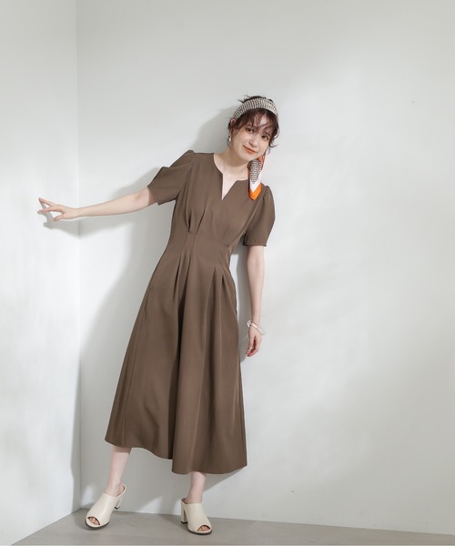N.（N. Natural Beauty Basic）（エヌエヌナチュラルビューティーベーシック）の「【S Size Line】◆キーネックパワショルワンピース（ワンピース・レディース・モカ/ブルー/ライトグリーン・SMALL/MEDIUM）」の7枚目の写真