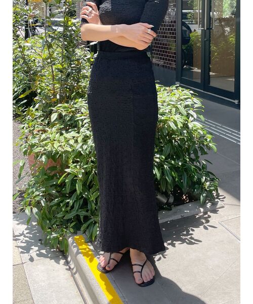 Ungrid（アングリッド）の「カットジャカードフィットスカート（スカート・レディース・ブラック/オフホワイト/ブルー・FREE）」の2枚目の写真