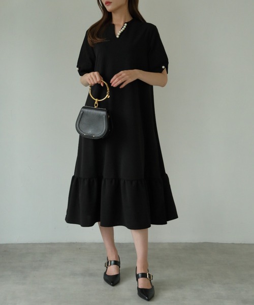 ZOZO限定】パール付きVネックワンピース（ワンピース）｜tocco closet