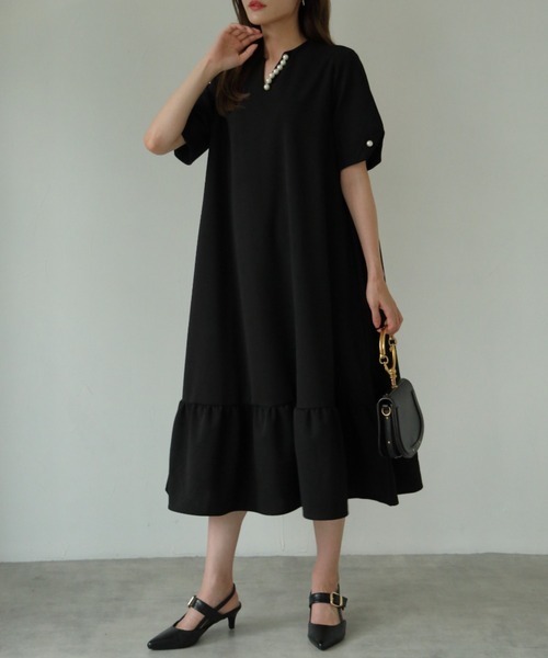 ZOZO限定】パール付きVネックワンピース（ワンピース）｜tocco closet
