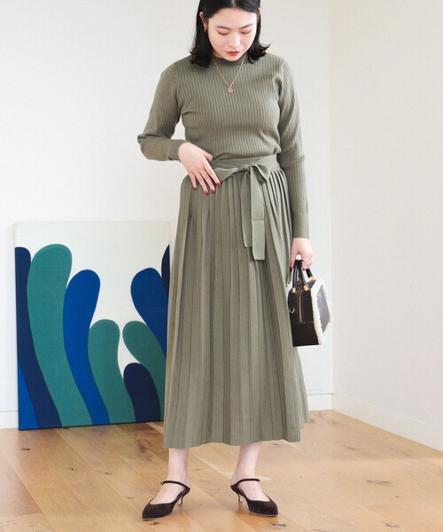 BEAMS HEART（ビームスハート）の「リブニット スカートセットアップ（S～M・セットアイテム）（ワンピース・レディース・ブラック/ネイビー/グレー/オリーブ/アイボリー・SMALL/MEDIUM）」の6枚目の写真