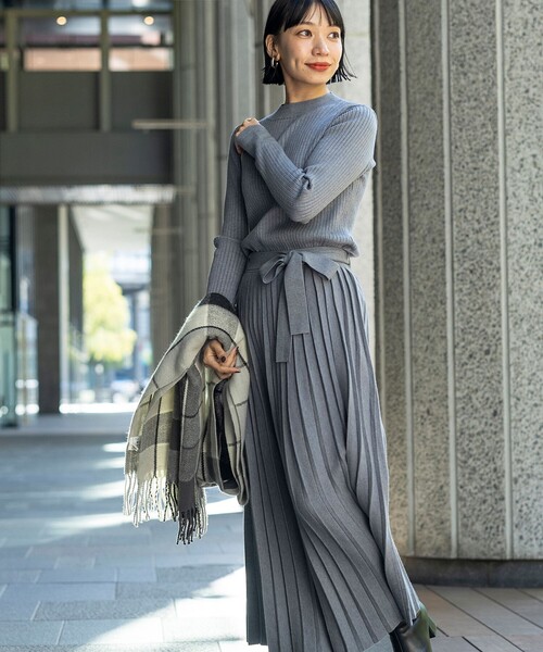 BEAMS HEART（ビームスハート）の「リブニット スカートセットアップ（S～M・セットアイテム）（ワンピース・レディース・ブラック/ネイビー/グレー/オリーブ/アイボリー・SMALL/MEDIUM）」の16枚目の写真