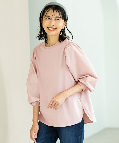 ANY(エニィ)の「【洗濯機可】着映えるシャーリングトップス(Tシャツ/カットソー・レディース・グリーン系/グレー系/ピンク系/アイボリー系1/ネイビー系1・3/2)」の17枚目の写真