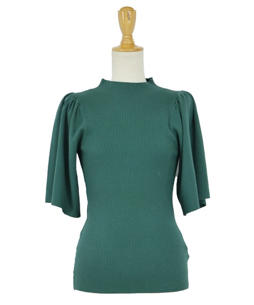 BLUEEAST（ブルーイースト）の「フレアスリーブ五分袖なめらかニット（ニット/セーター・レディース・アイボリー/ブラック/ベージュ/グリーン/チャコールグレー/ボルドー・MEDIUM）」の16枚目の写真