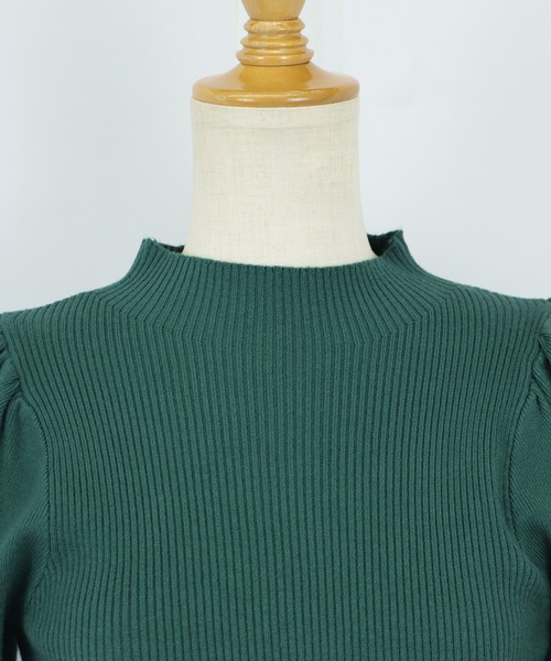 BLUEEAST（ブルーイースト）の「フレアスリーブ五分袖なめらかニット（ニット/セーター・レディース・アイボリー/ブラック/ベージュ/グリーン/チャコールグレー/ボルドー・MEDIUM）」の12枚目の写真