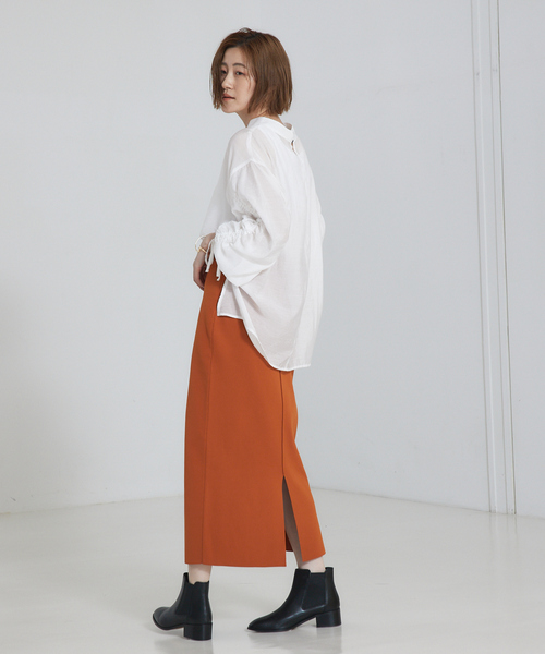 abahouse mavie（アバハウスマヴィ）の「【シアートップス】袖ギャザーブラウス（シャツ/ブラウス・レディース・ホワイト/ブラック/ダークグリーン/パープル系その他・0）」の8枚目の写真