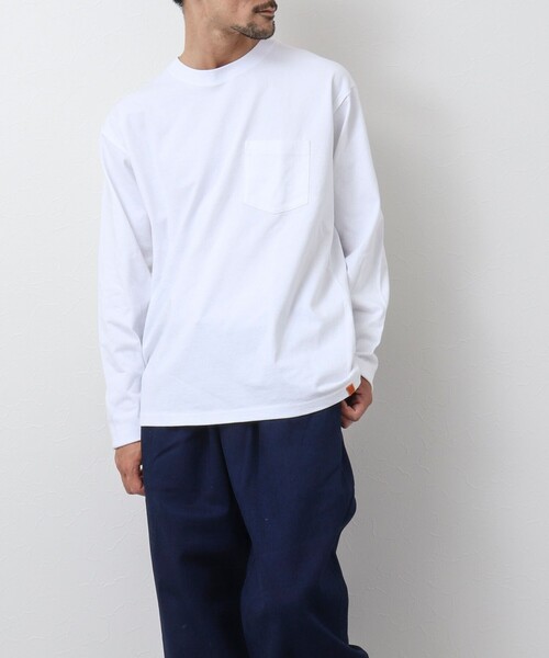 UNIVERSAL OVERALL(ユニバーサルオーバーオール)の「【UNIVERSAL OVERALL/ユニバーサルオーバーオール】別注 USコットン ワンポイント長袖Tシャツ ロンT(Tシャツ/カットソー・メンズ・ホワイト/グレイッシュベージュ/チャコールグレー・S/L/M)」の6枚目の写真