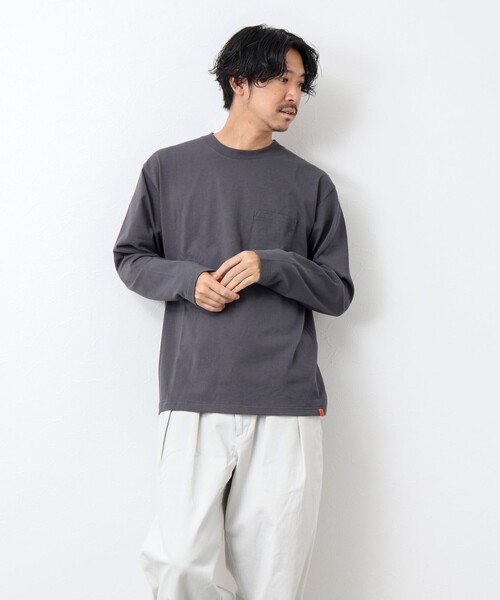 UNIVERSAL OVERALL(ユニバーサルオーバーオール)の「【UNIVERSAL OVERALL/ユニバーサルオーバーオール】別注 USコットン ワンポイント長袖Tシャツ ロンT(Tシャツ/カットソー・メンズ・ホワイト/グレイッシュベージュ/チャコールグレー・S/L/M)」の20枚目の写真