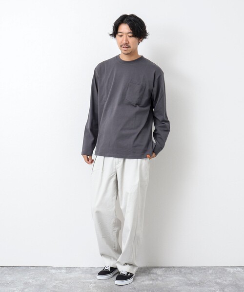 UNIVERSAL OVERALL(ユニバーサルオーバーオール)の「【UNIVERSAL OVERALL/ユニバーサルオーバーオール】別注 USコットン ワンポイント長袖Tシャツ ロンT(Tシャツ/カットソー・メンズ・ホワイト/グレイッシュベージュ/チャコールグレー・S/L/M)」の21枚目の写真
