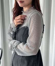 【soie by apres jour mignon】袖ギャザーラメシアートップス【ZOZOTOWN限定アイテム】